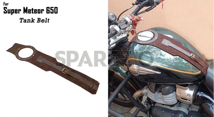 For Royal Enfield Super Meteor 650 Fuel Gas Tank Belt Brown - SPAREZO